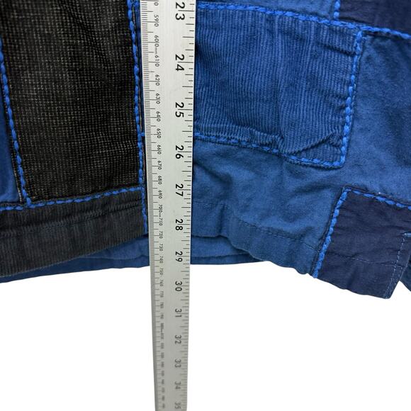 Urban Outfitters Mens Button Up Shirt Blue Patchwork Long Sleeve Size Medium - Picture 8 of 9